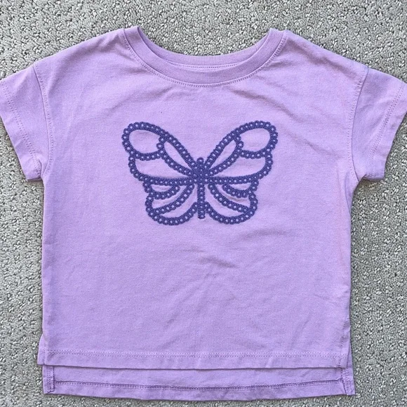 Butterfly T-Shirt Set - Purple, Pink, Girls size 2t summer short sleeve - Picture 3 of 4